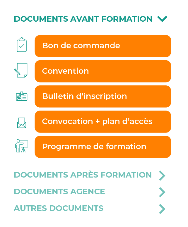 Infographie qui explique les documents à remplir avant une formation